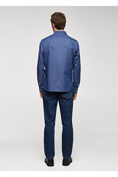 MANGO Man Cepli Denim Gömlek Ceket