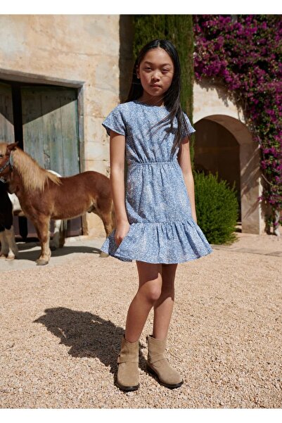 MANGO Kids Rochie Albastra Pentru Copii