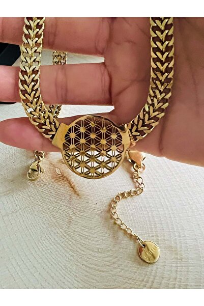 ACAR TAKI Gold Renk Yaşam Çiçeği Çelik Kolye Acr0073