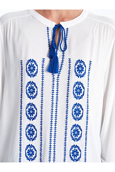 LC Waikiki Bluză de damă cu mânecă lungă și guler legat cu detaliu broderie