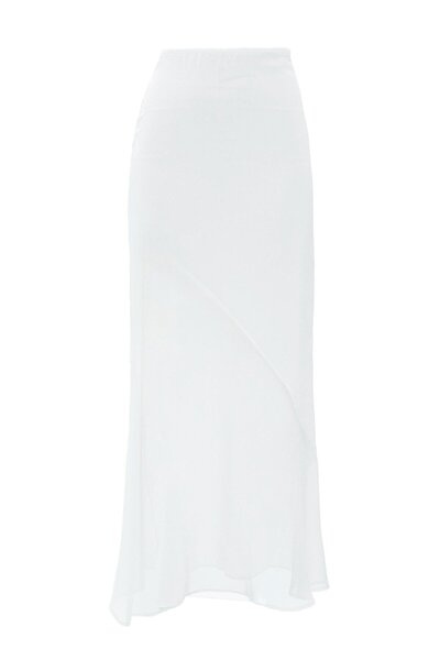 NOK İSTANBUL Nok Cute Serisi Transparan Detaylı Saten Etek Beyaz