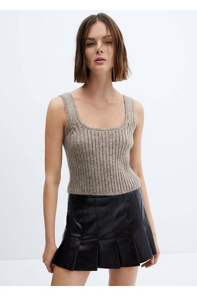 MANGO Woman Gerippte Hosenträgerbluse