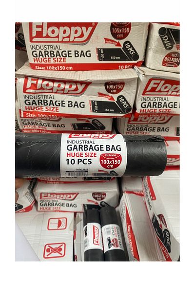 figanlar ambalaj Black Industrial Garbage Bag - 10 Pieces, 1 Roll, 100x150cm Thick Bag