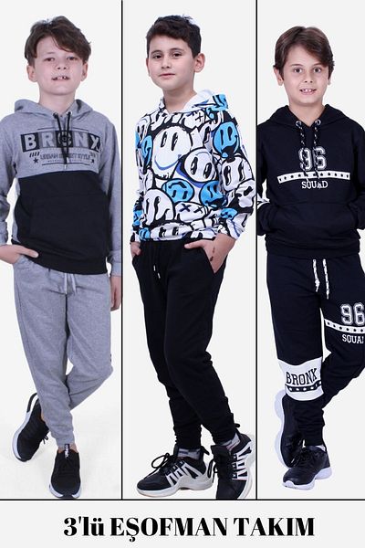FYK COLLECTİON 3-Piece Tracksuit Set for Boy