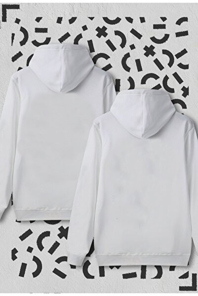 Marjill Σχέδιο Avocado - Couple Lover White Hooded Φούτερ Σετ 2 τεμαχίων