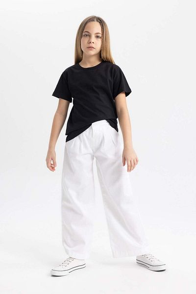 DeFacto Tricou negru pentru fetiță, cu mânecă scurtă, cu decolteu, Z7718a623sm