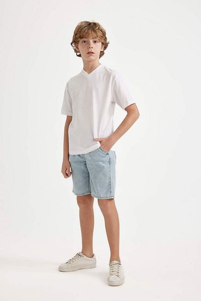 DeFacto Tricou cu mânecă scurtă cu decolteu în V pentru băiat K1693a623sm