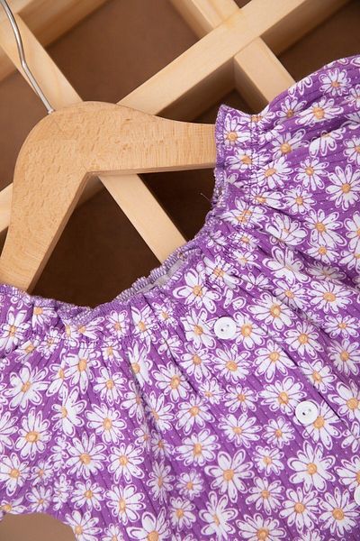 Ege Bebek Daisy Printed Ribbed Fabric Girl's Shorts Suit 3-6 YEARS - Summer Interlock R771