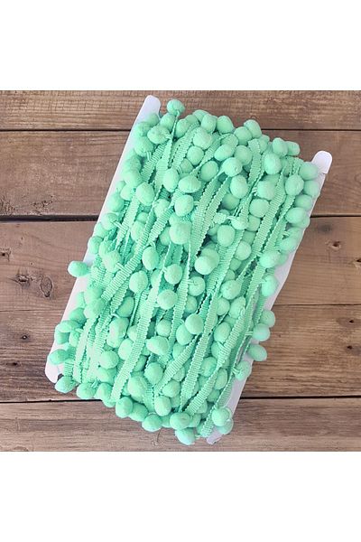 AYZEN HOME Water Green Pompom Ribbon, 1.5 cm 5 Meters
