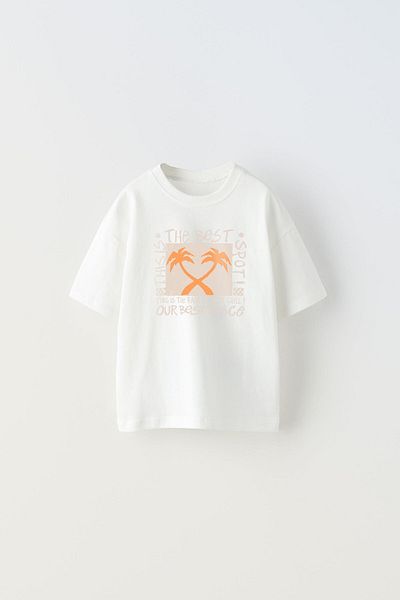 The Champ Clothing Детска тениска с бял принт с палмов принт - Надпис