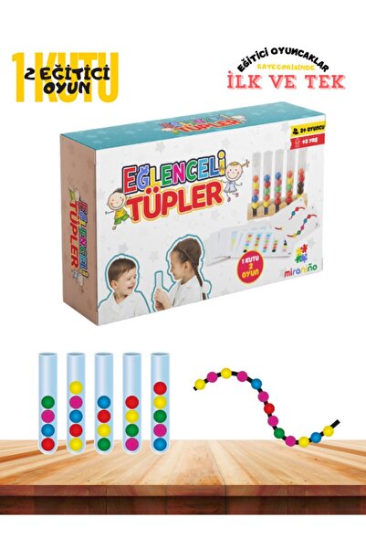 miranino Eğlenceli Tüpler Ahşap Stantlı Eğitici, Motor Gelişimi Görsel Algıla...