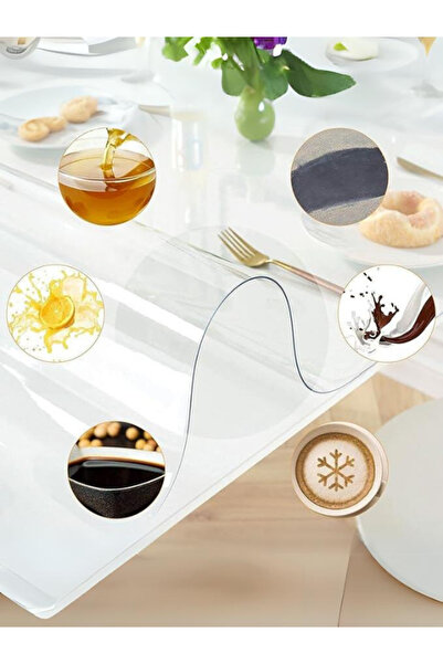 vexillum Şeffaf Masa Örtüsü Koruyucu 1.6mm Kalın Oval Köşe Premium Kokusuz Plastik Masa Örtüsü PVC Masa Örtü