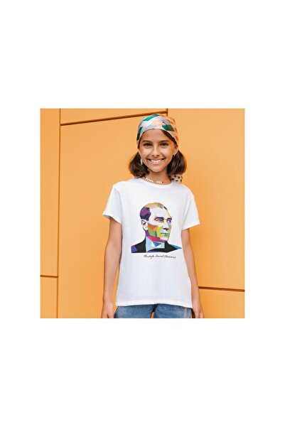 YAPO TİCARET 23 Απριλίου Ατατούρκ εμπριμέ παιδικό μπλουζάκι - γιορτινό μπλουζάκι