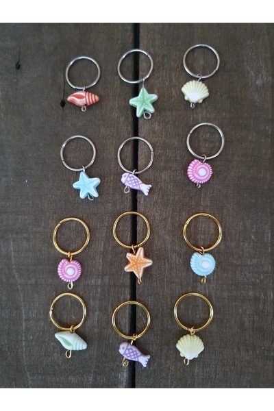 denizdengelen Sea Figures Patterned Hair Earrings Set of 12