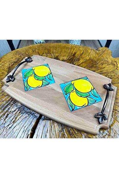 Çini Evi Wooden Tray - Lemon Pattern