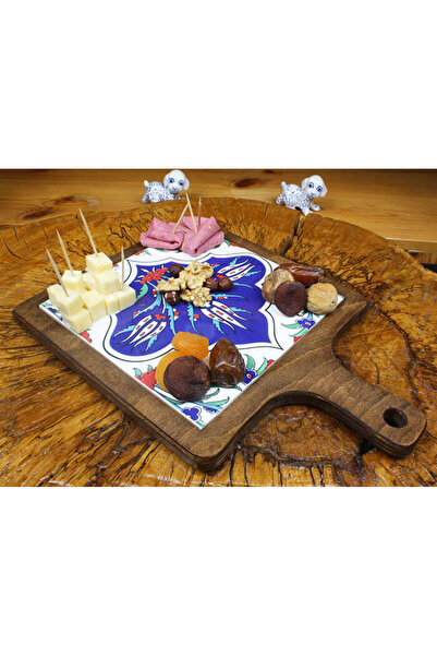 Çini Evi مجموعة صينية تقديم خشبية مكونة من 3 قطع من توليب