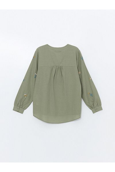 LC Waikiki Damenbluse mit langen Ärmeln, besticktem, ausgefallenem Kragen – LCW