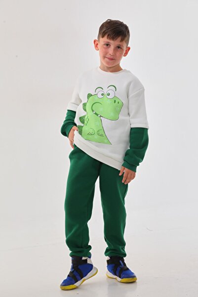 DEVRİMAY TEKSTİL Σετ φόρμας για αγόρι χειμωνιάτικο 3 κλωστές ράστερ σκούρο πράσινο