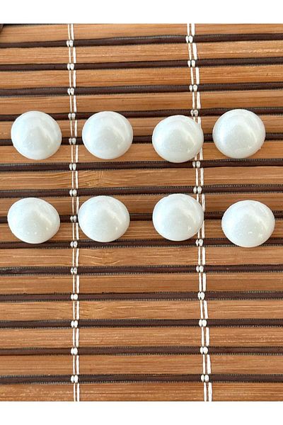 ODDA TASARIM ATÖLYESİ 24 Size Plastic Pearl Button Set - White Pearlescent and Half Ball with Bottom Feet