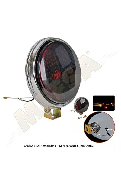 SS Oto Büyük Boy Oben Lamba Krom Stop 12v Kırmızı