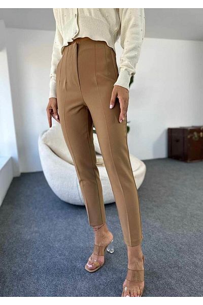 viyan butik High Waist and Clamp Detailed Fabric Trousers