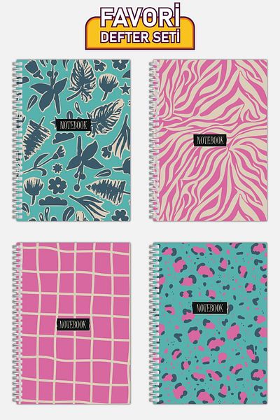 Copyrite Lined 4-Piece Notebook Set (21 X 14.8 cm 70 sheets) School, Work, Planning Notebook Set