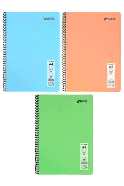 Mynote Notebook School Notebook Spiral Ring Pp Cover A4 - 3 Pieces in Differe...