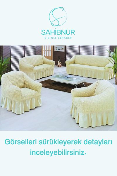 SAHİBNUR BürümcüK sofa and sofa set - sofa Bed Cover, seat Cover, with Elastic and sKirt, for 3+2+1+1 set 3211