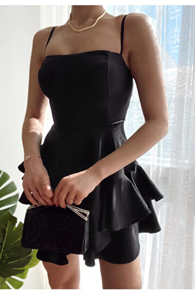 Secret Passion Lingerie Yeni Sezon İnce Askılı Eteği Katlı Kadın Mini Elbise 102