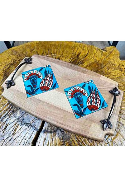 Çini Evi Tulip and Carnation Detailed Wooden Tray