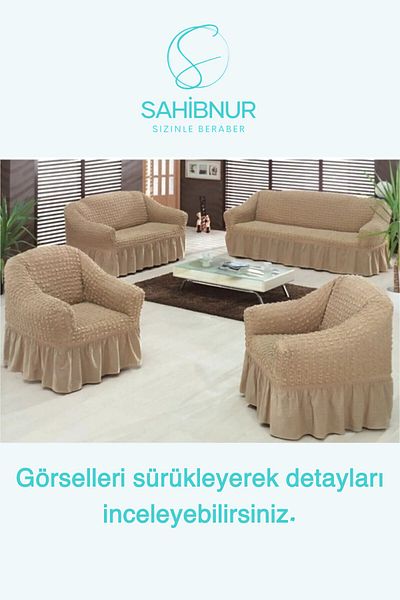 SAHİBNUR Wrapped Sofa, Sofa, Sofa Bed Cover, Seat Cover, with Elastic, Skirt, for 3+2+1+1 Set