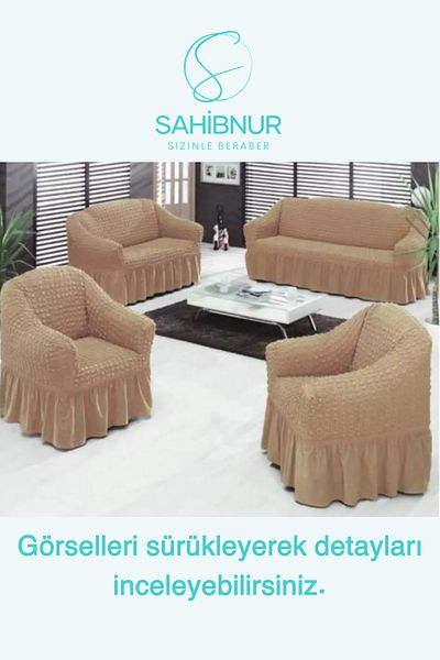 SAHİBNUR BürümcüK sofa and sofa set - sofa Bed Cover, seat Cover, with Elastic and sKirt, for 3+2+1+1 set 3211