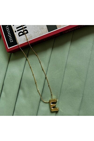 Inochis ChicPaws Gold Balon Bubble Çelik Harf Kolye (E Harfi)