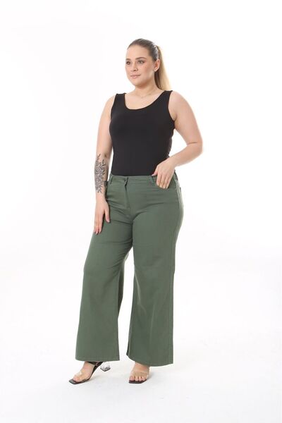 SERRA BÜYÜK BEDEN Wide Leg Gabardine Trousers