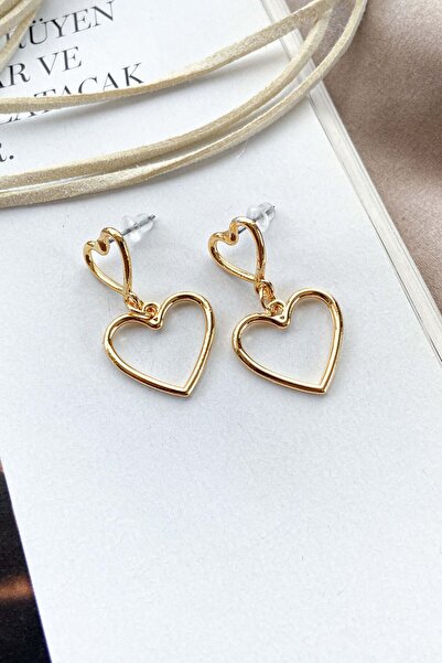 roshel 2 Renk Seçeneği Sallantılı Kalpli Küpe