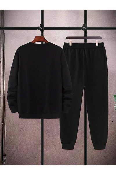 DAXİS Sportwear Company Ανδρικό σετ αθλητικής φόρμας με στάμπα - Φούτερ Jogger Crew Neck Sweat