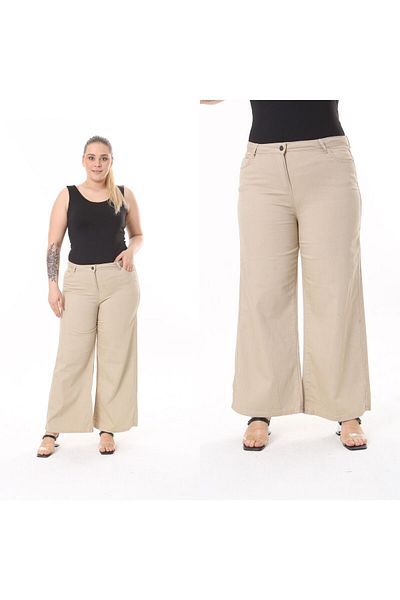 SERRA BÜYÜK BEDEN Wide Leg Gabardine Trousers