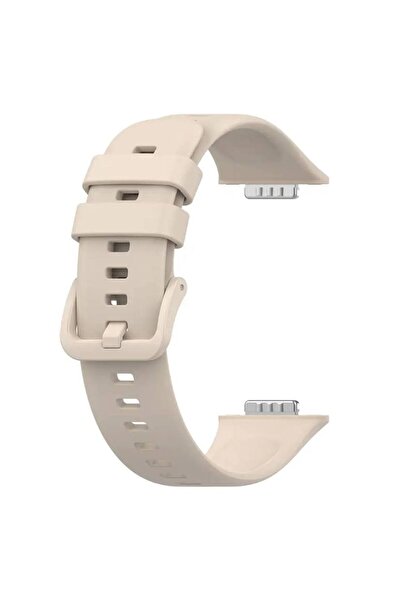 BRUNTOO سوار سيليكون رياضي ناعم متوافق مع ساعة Huawei Watch FIT 2 باللون البيج.