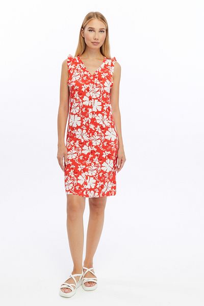 IPON COLLECTION Patterned Buttoned Ruffle Sleeve Dress