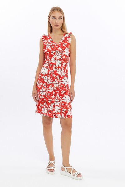 IPON COLLECTION Patterned Buttoned Ruffle Sleeve Dress