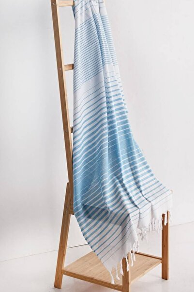 Denizli Concept Turquoise Striped Fast Drying Peshtemal - 100% Cotton, 90x180 Cm