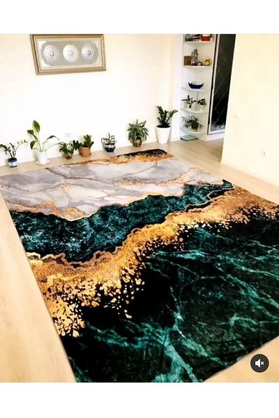 EYPRICH Emerald Marble New Model Carpet Cover - 4 M2 160x230