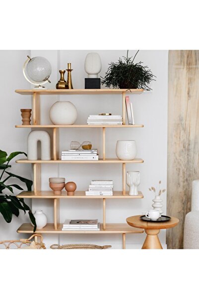 MFG AHŞAP Naturel Ahşap Kitaplık 140x100x24