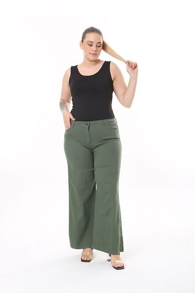 SERRA BÜYÜK BEDEN Wide Leg Gabardine Trousers