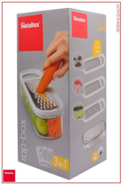 Metaltex Hazneli Rende Rap Box 3 Yüzeyli