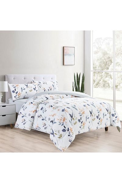 In House Kyle | 4 Pieces Summer Comforter Set - King - 260x240 cm - Light Beige & Grey