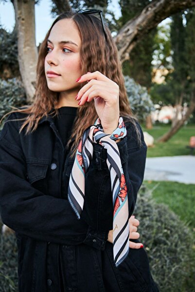 D scarf Kadın Çiçek Desenli Fular Bandana