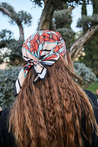 D scarf Kadın Çiçek Desenli Fular Bandana