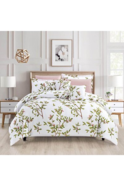 In House Casey | 8 Pieces Comforter Set - King - 260x240 cm - White & Rose Pink