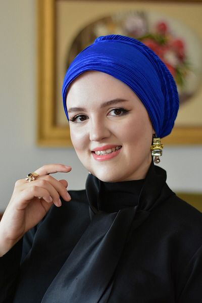 ARTİZİA pleated fabric stylish relax hijab cap, ready wrap, ready turban